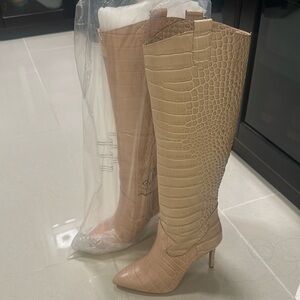 Vince Camuto Croco Nude boots.